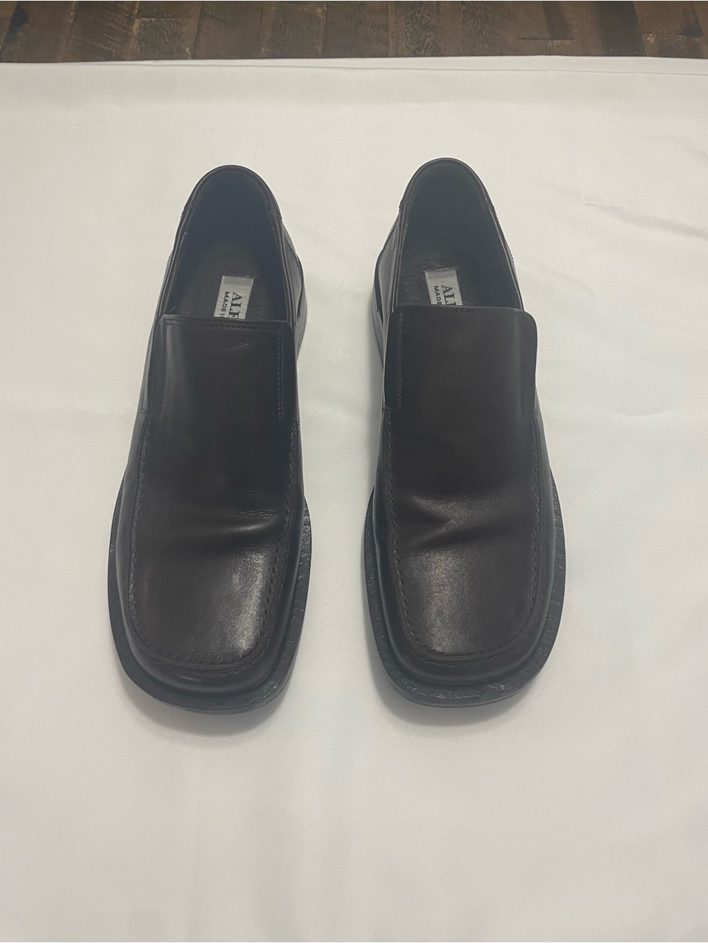 Alfani Trooper Brown Leather Slip On Loafers Men’s Size 10 Made In‎ Italy